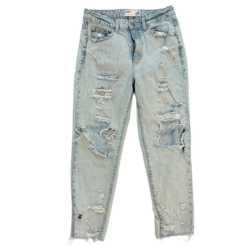 Garage moms Jeans women w26 4 torn tattered Ripped Light Wash High-Waist punk